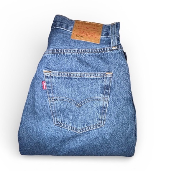 Levi's Denim - Vintage Levis Premium 501 Straight Leg Jeans Blue Denim Button Fly Womens 27x30